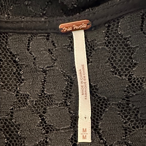 Free People Black Lace Flowy Fit & Flare Whimsigoth Goth Fairy Grunge Dress Sz M - Picture 5 of 7